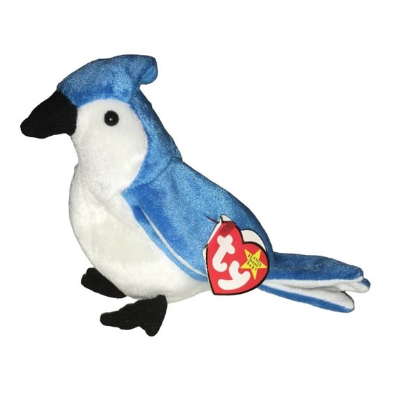 Vintage 1998 TY Beanie Original Baby Blue Jay Bird Named Rocket - Picture 1 of 8